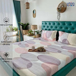 Serene 200 TC 100% Cotton Single Printed Bedsheet with Pillow Covers - Oval Pink