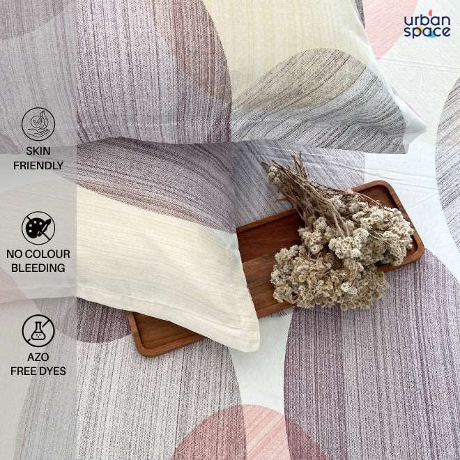 Fitted King Size Cotton Bedsheet - Oval Pink