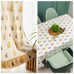 Cotton Curtains + Cotton Table Cover - (Combo 1 - High Garden Yellow + High garden Yellow)