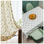 Cotton Curtains + Cotton Table Cover - (Combo 5 - Calico Blue + Calico Blue)