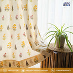 Cotton Curtains + Cotton Table Cover - (Combo 1 - High Garden Yellow + High garden Yellow)