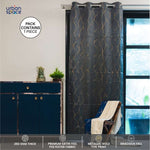 Gold Foil Printed 80-85% Blackout Curtains - Pack of 1 Curtain - Wave - Grey