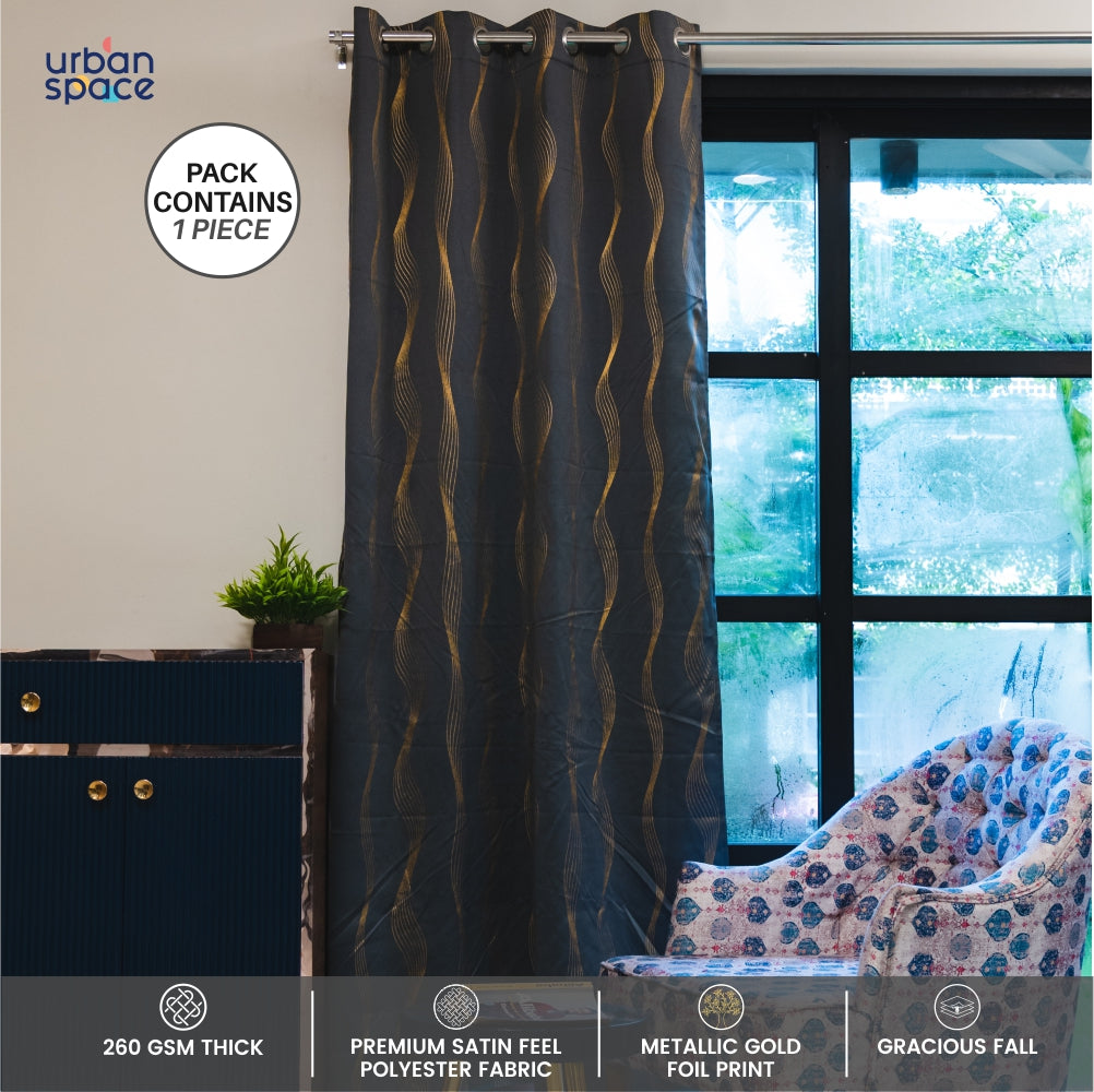 Buy 100 Blackout Beige Gold Foil Printed Curtains Online