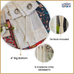 Linen Textured Metallic Gold Foil Sheer Curtains, Pack of 2 Curtains - Sparkle - White