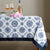 Sicilia : Anti Skid & Water resistant Linen textured Premium table cover for dining table - Blue Border