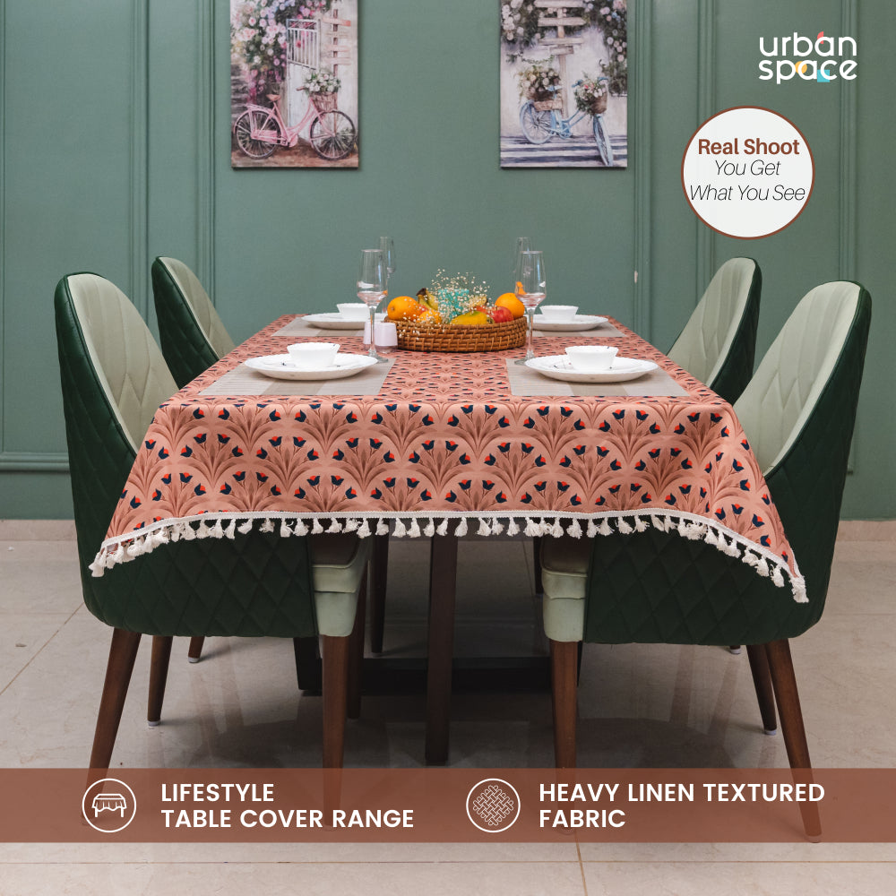 Sicilia Anti Skid & Water resistant Linen textured Premium table cover for dining table - Chocolate Bouquet