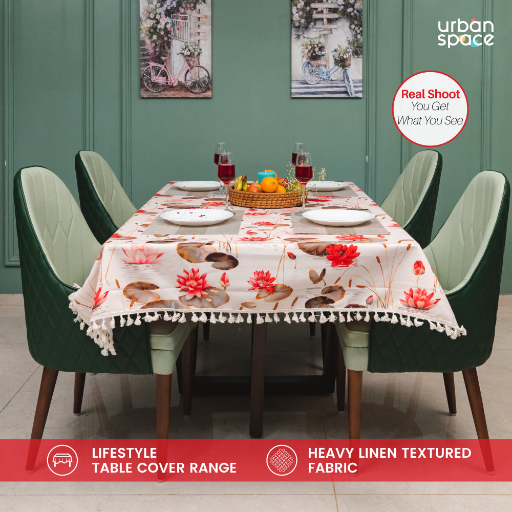 Sicilia Anti Skid & Water resistant Linen textured Premium table cover for dining table - Lotus