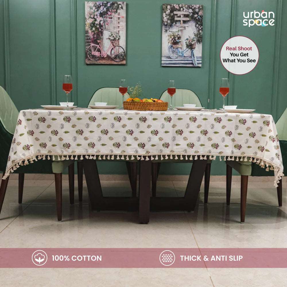 Cotton Curtains + Cotton Table Cover - (Combo 6 - Calico Red + Calico Red)