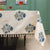 100% Cotton Dining Table Cover, Printed Cotton Table Cloth with Boho Tassels - Liberty Blue