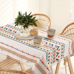 100% Cotton Table cloth/ table cover for 4 or 6 seater Dining / Centre Table - Ikat Orange