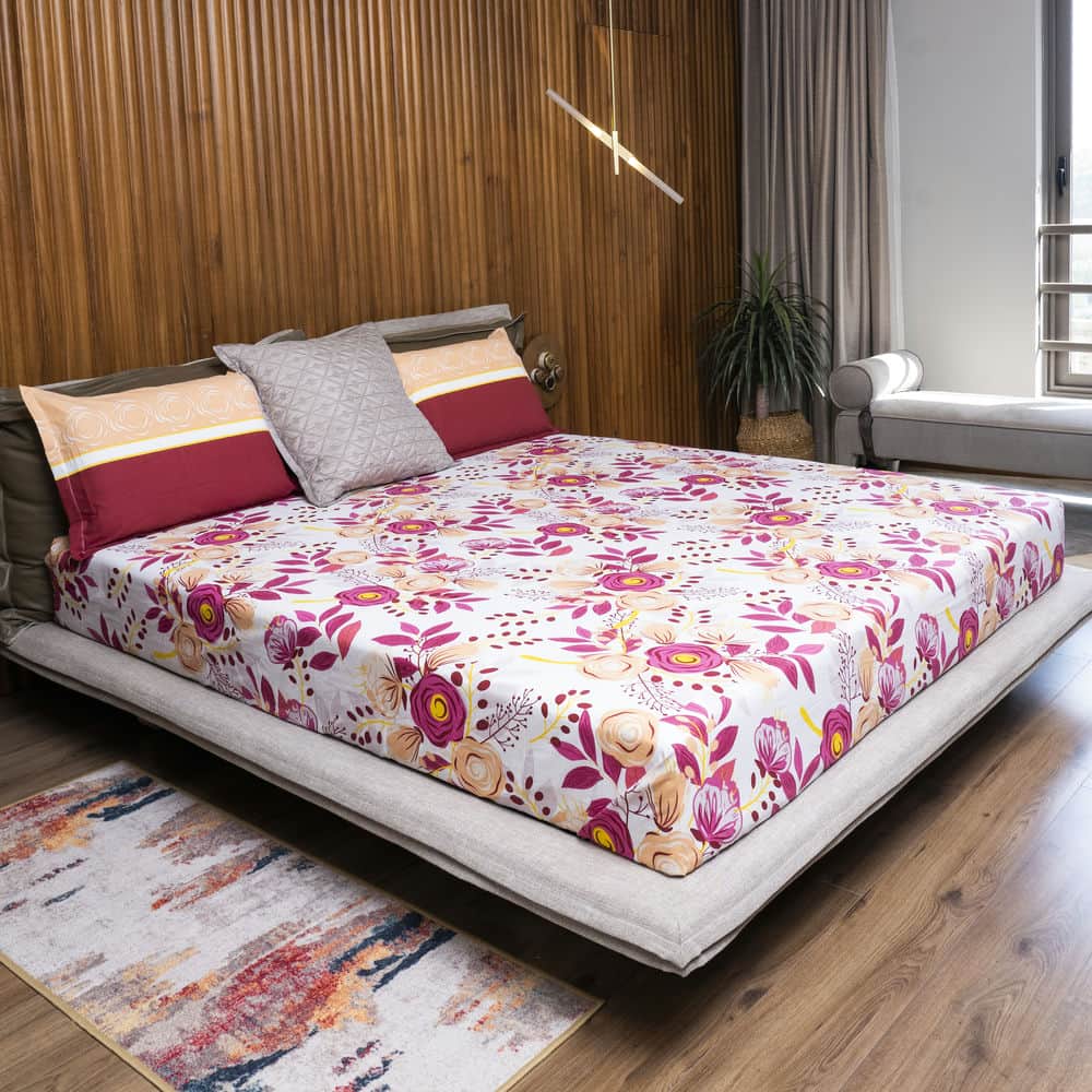 Pink Cotton Double Bedsheet and AC Blanket Combo pack