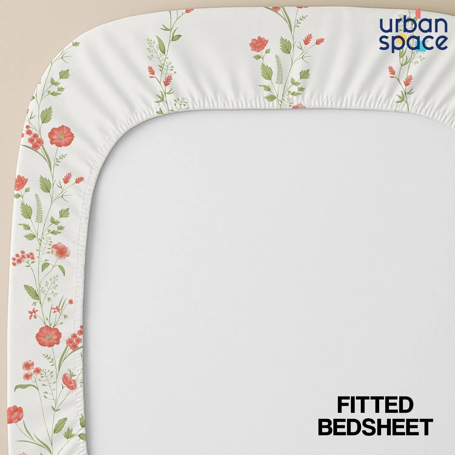 Serene Collection - Breathable 200 TC 100% Pure Cotton Bedsheet with Pillow Cover, Veil Bloom- Peach