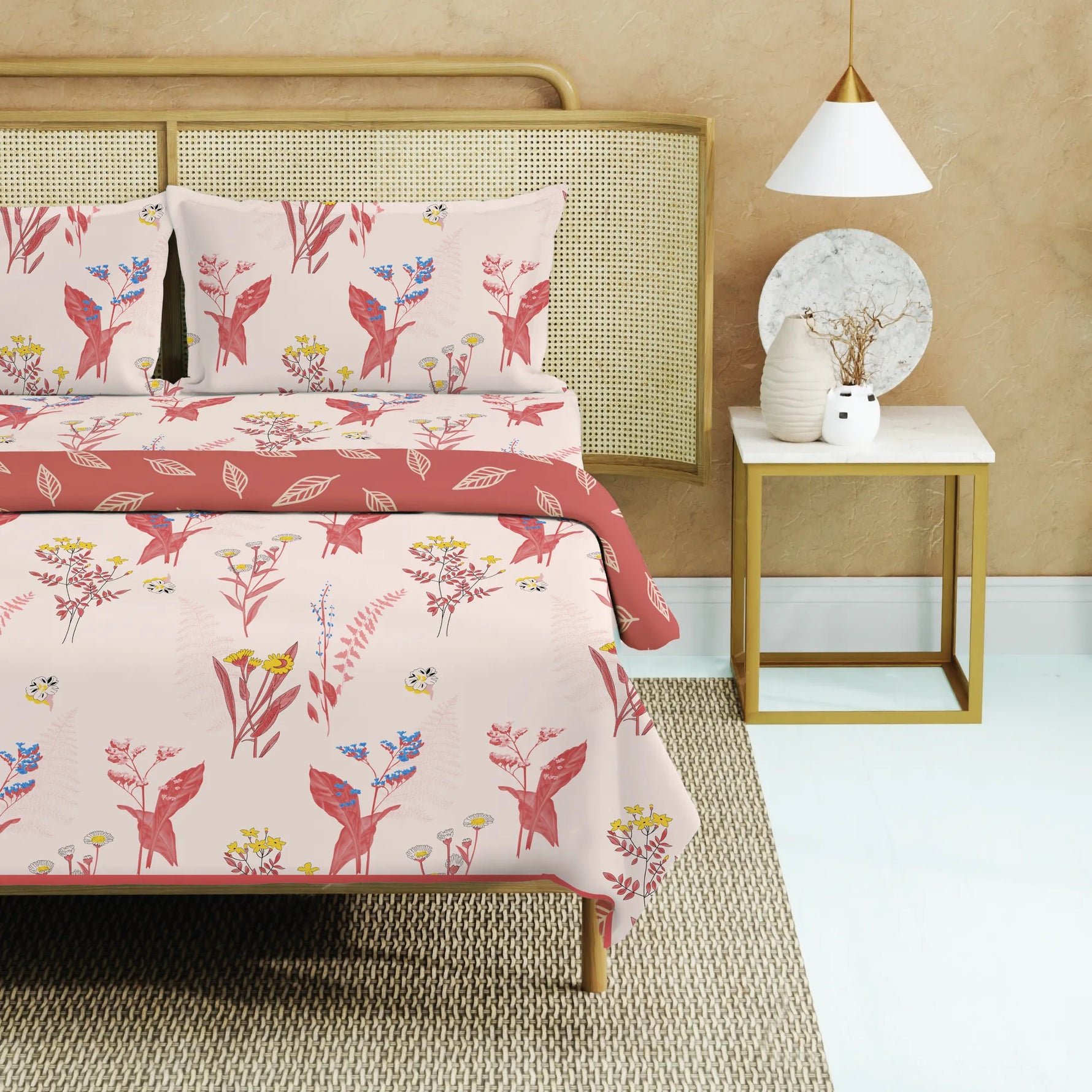 Cotton Bedsheet + AC Cotton Dohar Combo Pack - Whisper Peach