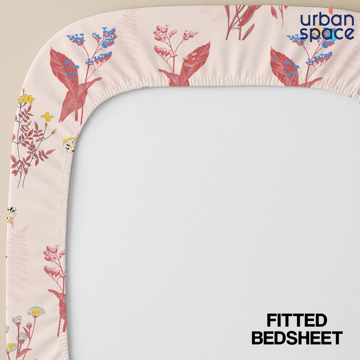 Serene 200 TC 100% Cotton Bedsheet with Pillow Covers - Whisper Peach