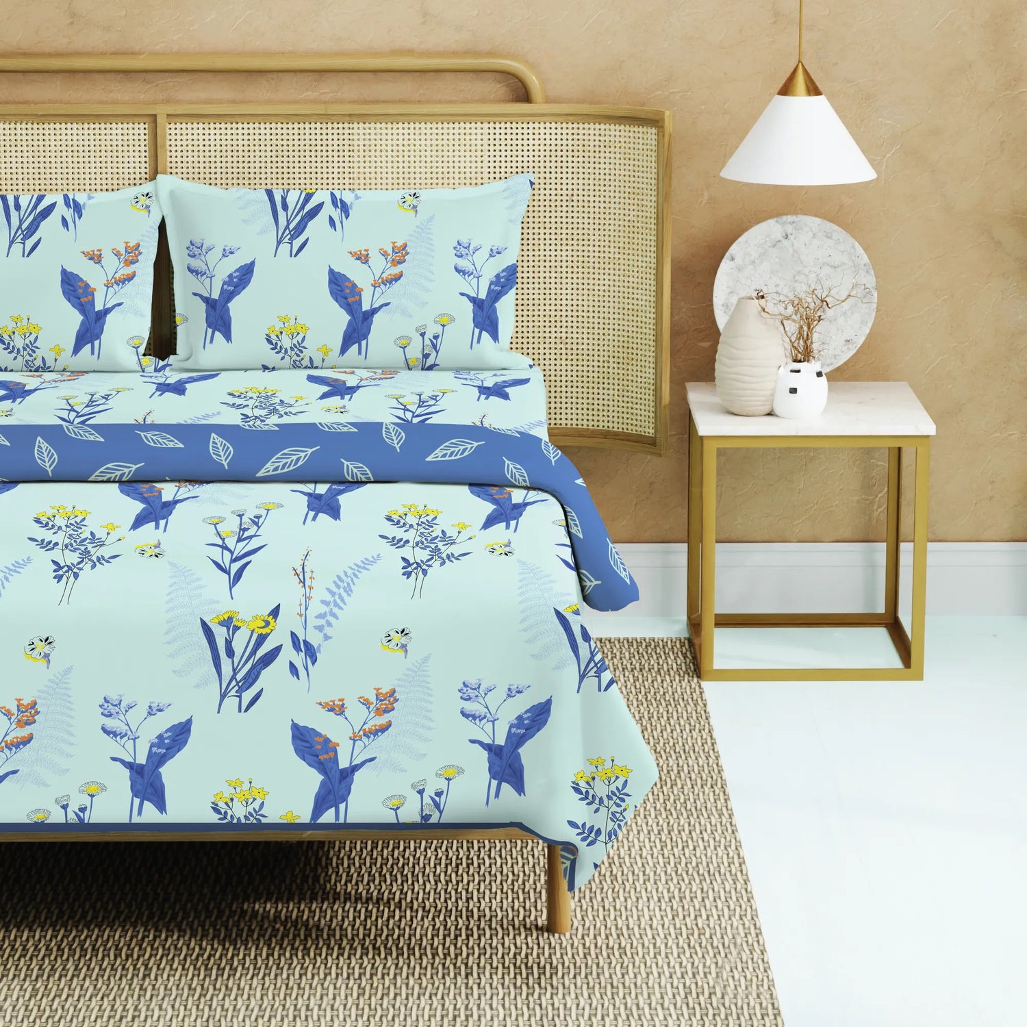 Cotton Bedsheet + AC Cotton Dohar Combo Pack - Whisper Mint Blue