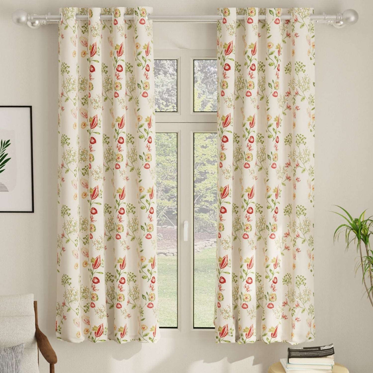 Blackout Curtains, Digital Printed Curtains, Pack of 2 Curtains - Gulmohar