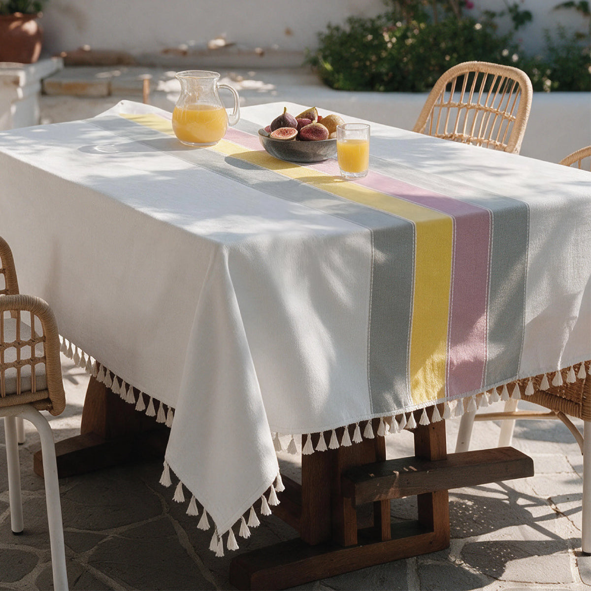 Sicilia Anti Skid & Water resistant Linen textured table cloth for dining table, table cover for center table  -Yellow Grey