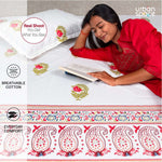 Fitted King Size Cotton Bedsheet - Ethnic Motif- Pink