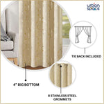 Gold Foil Printed 80-85% Blackout Curtains - Pack of 1 - Vine- Beige
