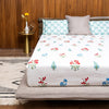220 TC 100% Cotton printed double bedsheet - High Garden Red