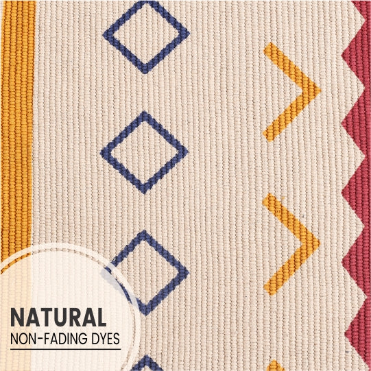 Natural Cotton Printed Rugs / Dhurries / Floor Carpet ,Boho Carpet for ...