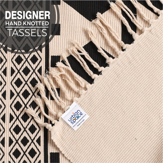 Natural Cotton Printed Rugs / Dhurries / Floor Carpet ,Boho Carpet for