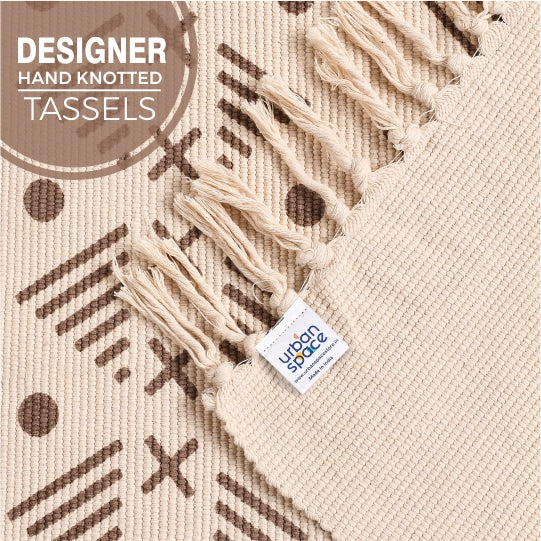 Natural Cotton Printed Rugs / Dhurries / Floor Carpet ,Boho Carpet for