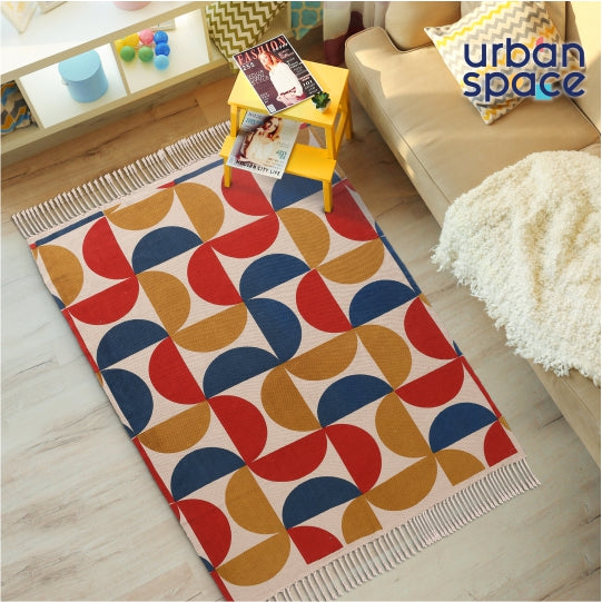 Natural Cotton Printed Rugs / Dhurries / Floor Carpet ,Boho Carpet for