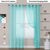 Sheer Curtain for Living Room with linen texture, Net Curtain for balcony, Pack of 2 Curtains - Aqua Blue with pom pom