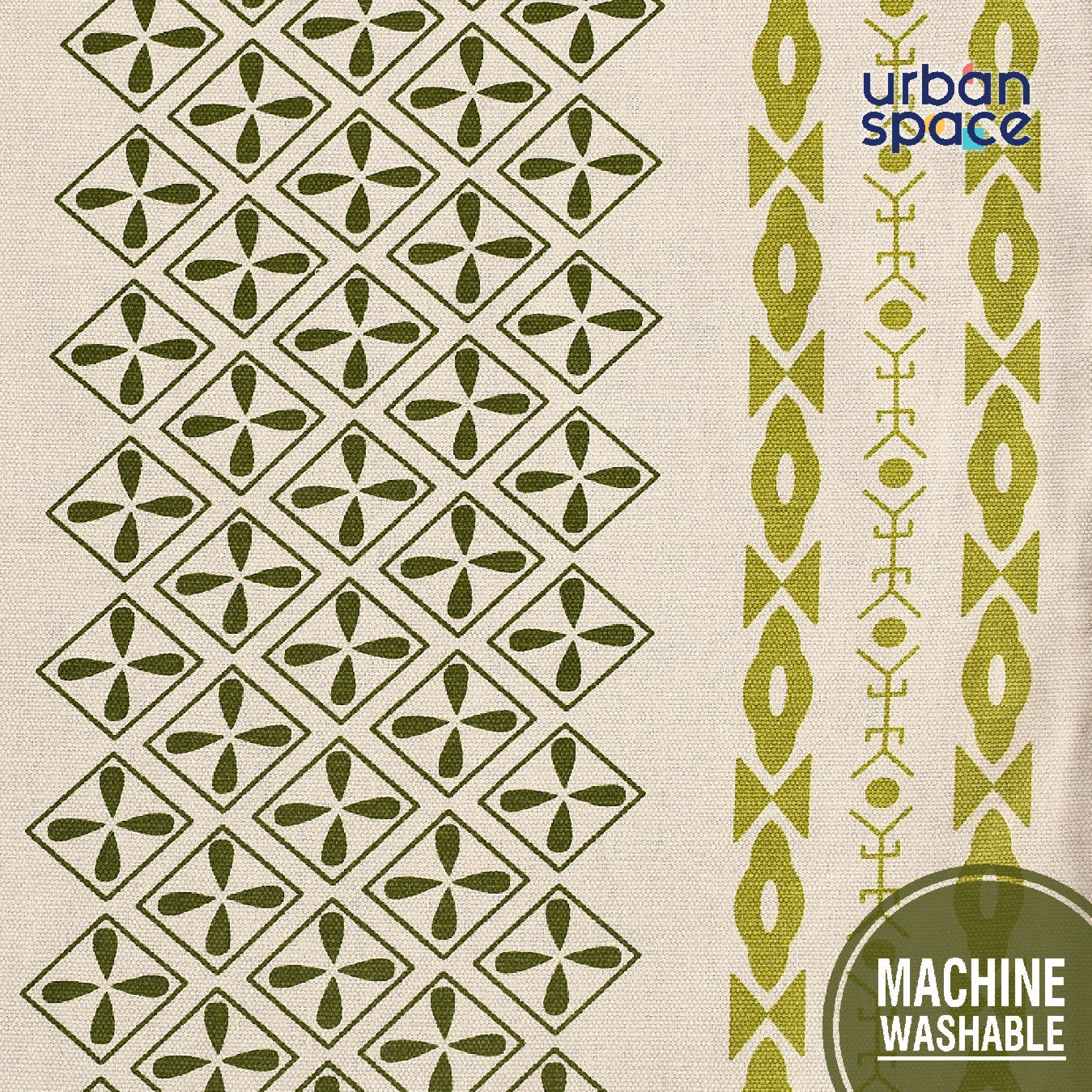 100% Cotton Table runner For 4 or 6 seater Dining / Centre Table - Global Border Green