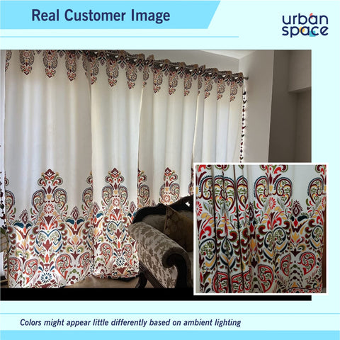 Digital Printed, Room darkening, faux silk heavy curtain for door, Pack of 2 Curtains - Indian Odysey