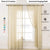 Sheer Curtain for Living Room with linen texture, Net Curtain for balcony, Pack of 2 - Taupe with pom pom