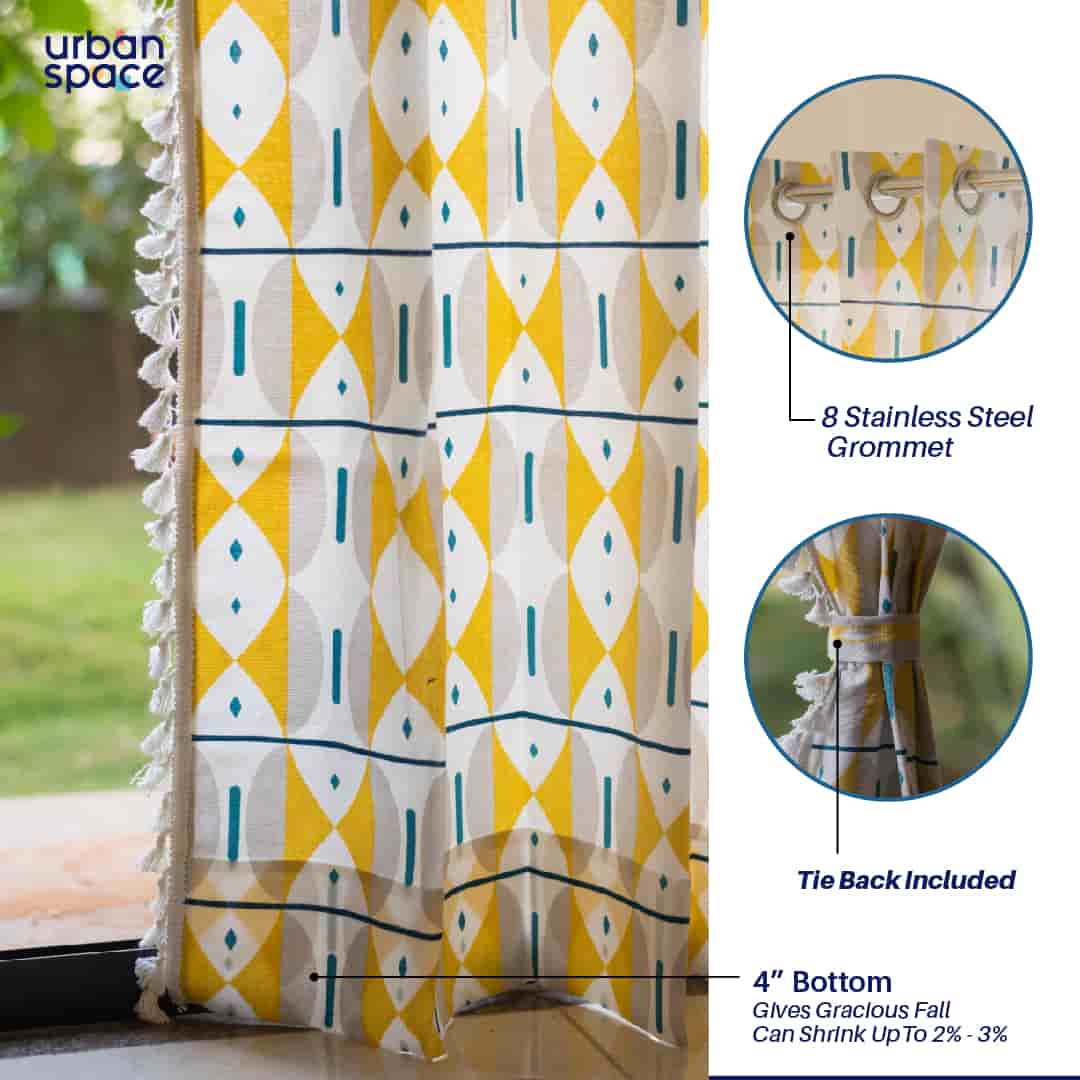 yellow cotton curtains for living room