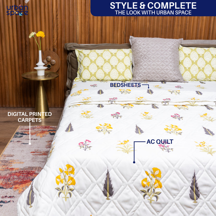 Yellow Cotton AC Blankets, Quilts & Dohar for Single / Double Bed