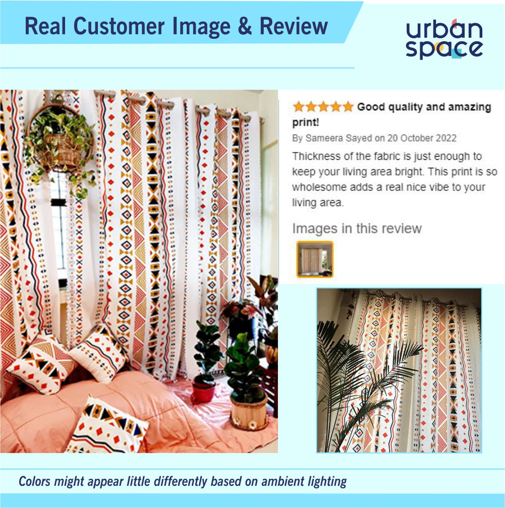 Premium 100% Cotton Curtain for Window & Curtains for Door - Pack of 1 Curtain, Multi orange Boho