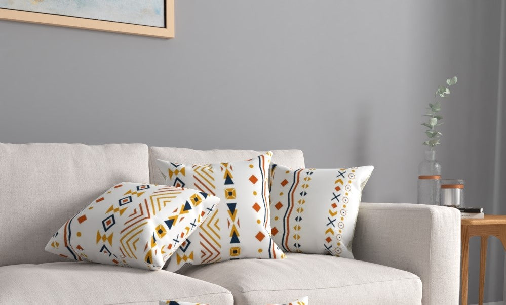 Cotton Cushion Covers, throw pillows for couch- Boho Orange | Urban Space