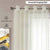 Sheer Curtain for Living Room with linen texture, Net Curtain for balcony, Pack of 2 Curtains -Butter cream with pom pom